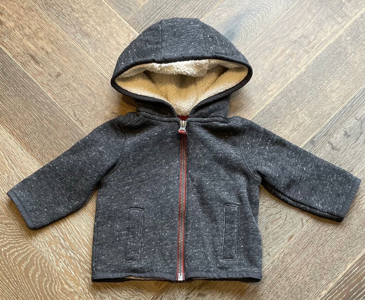 Charcoal Carters Fleece Lined Hood, 6M