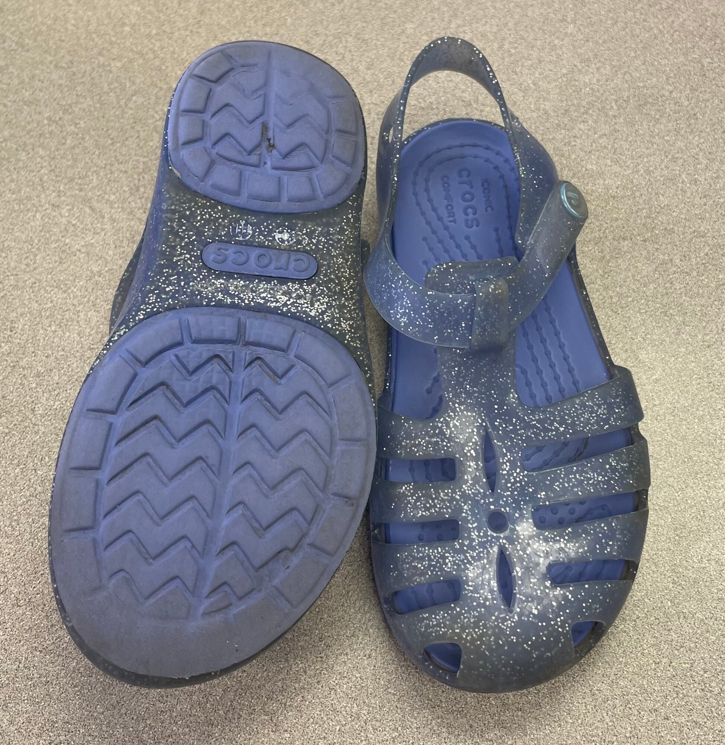 Lavander Crocs Glitter Sandals, 11Y