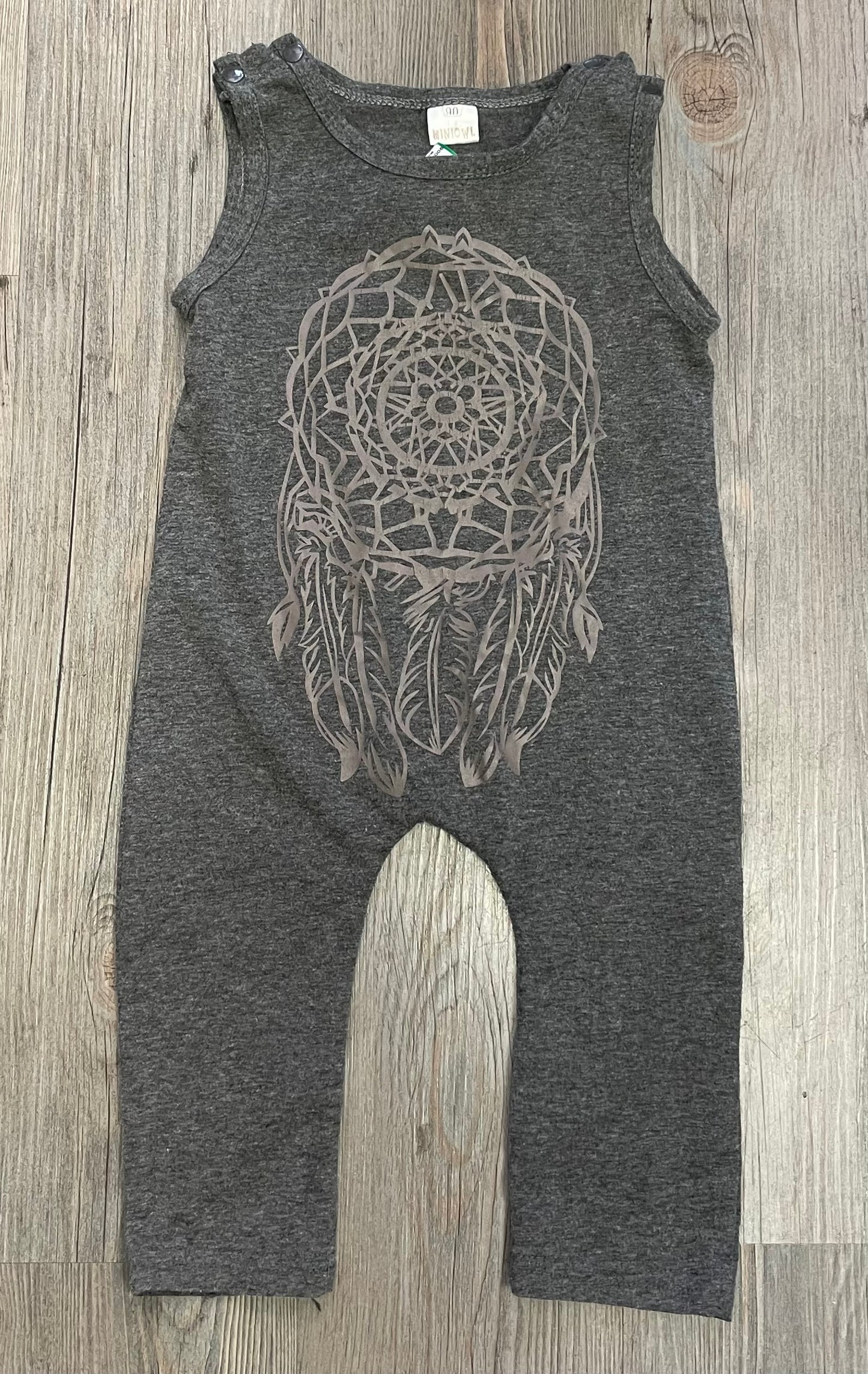 Grey Mini Owl Baby Romper, 18-24M