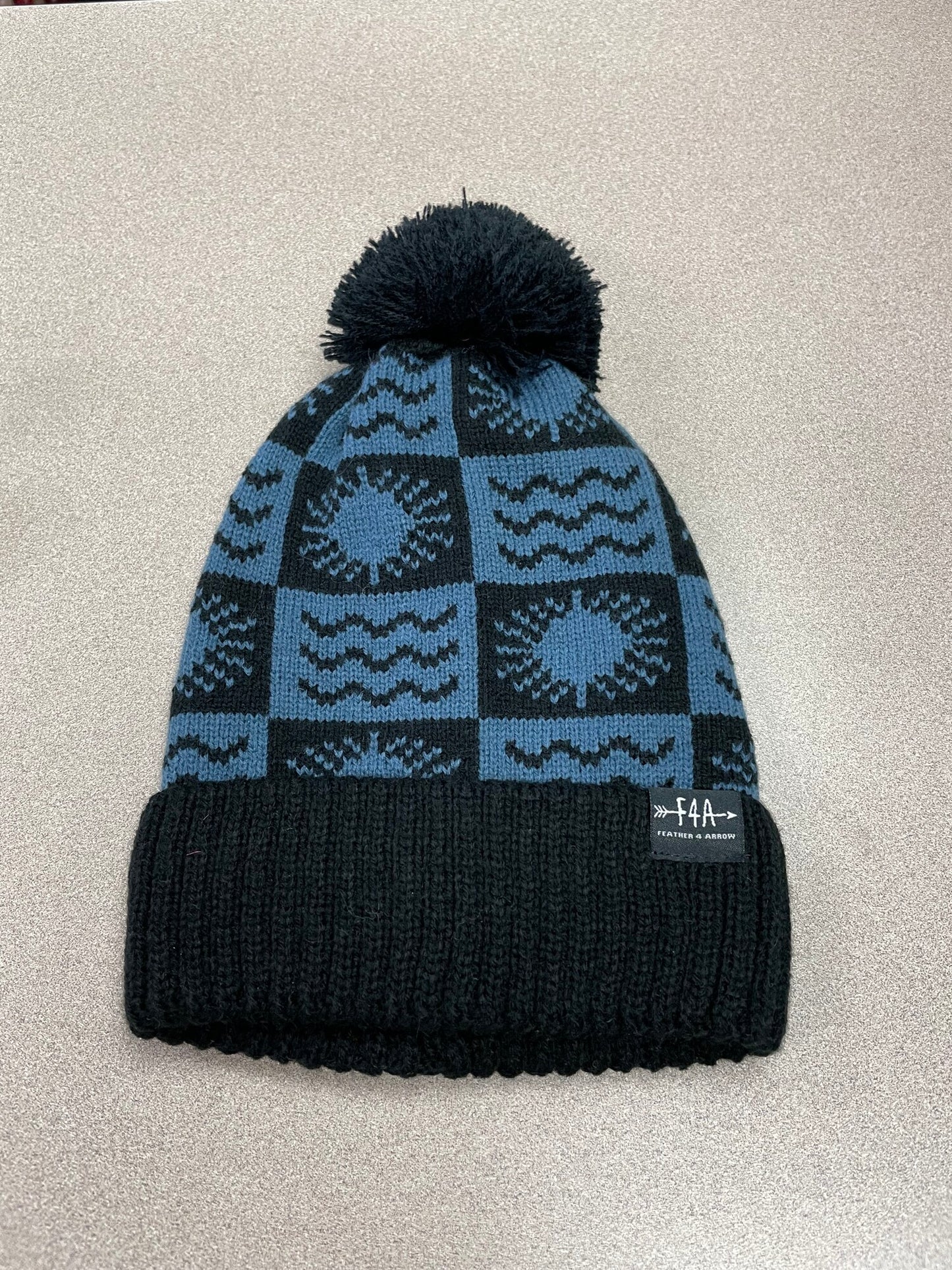 Blue/blk F4A Knit Beanie Hat, One Size