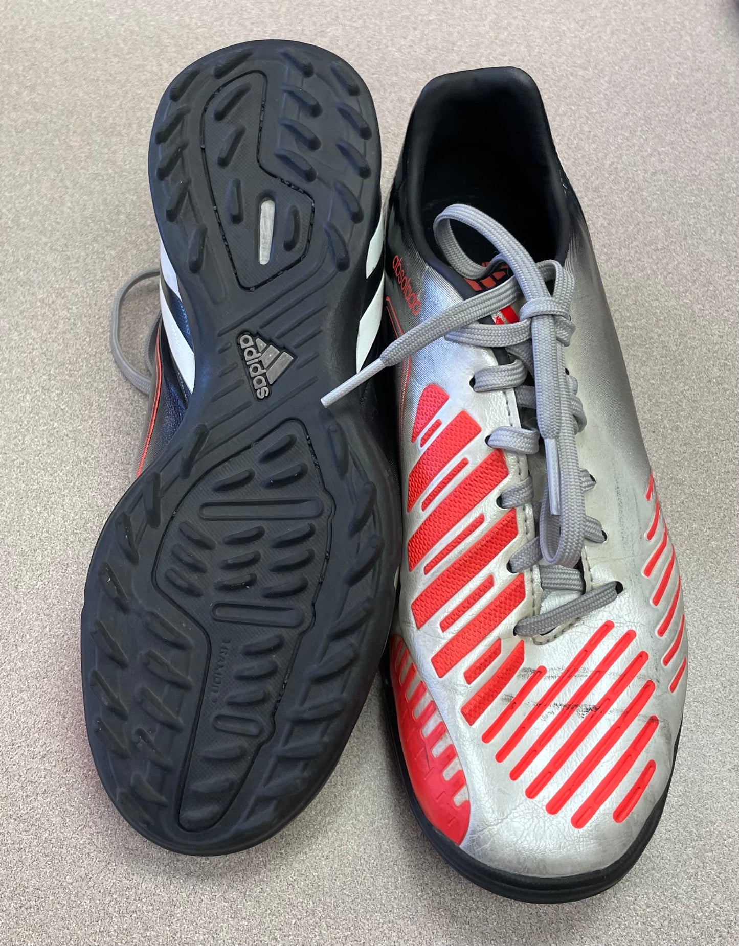 Grey Adidas Turf Cleats, 4Y