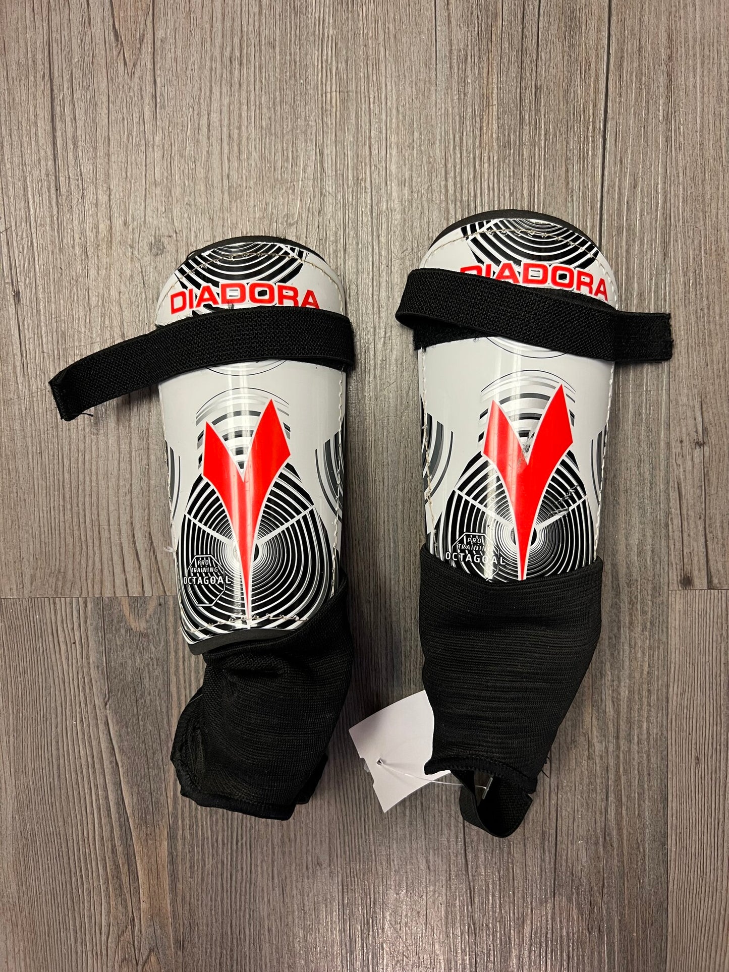 White Diadora Soccer Shin Guard, Youth