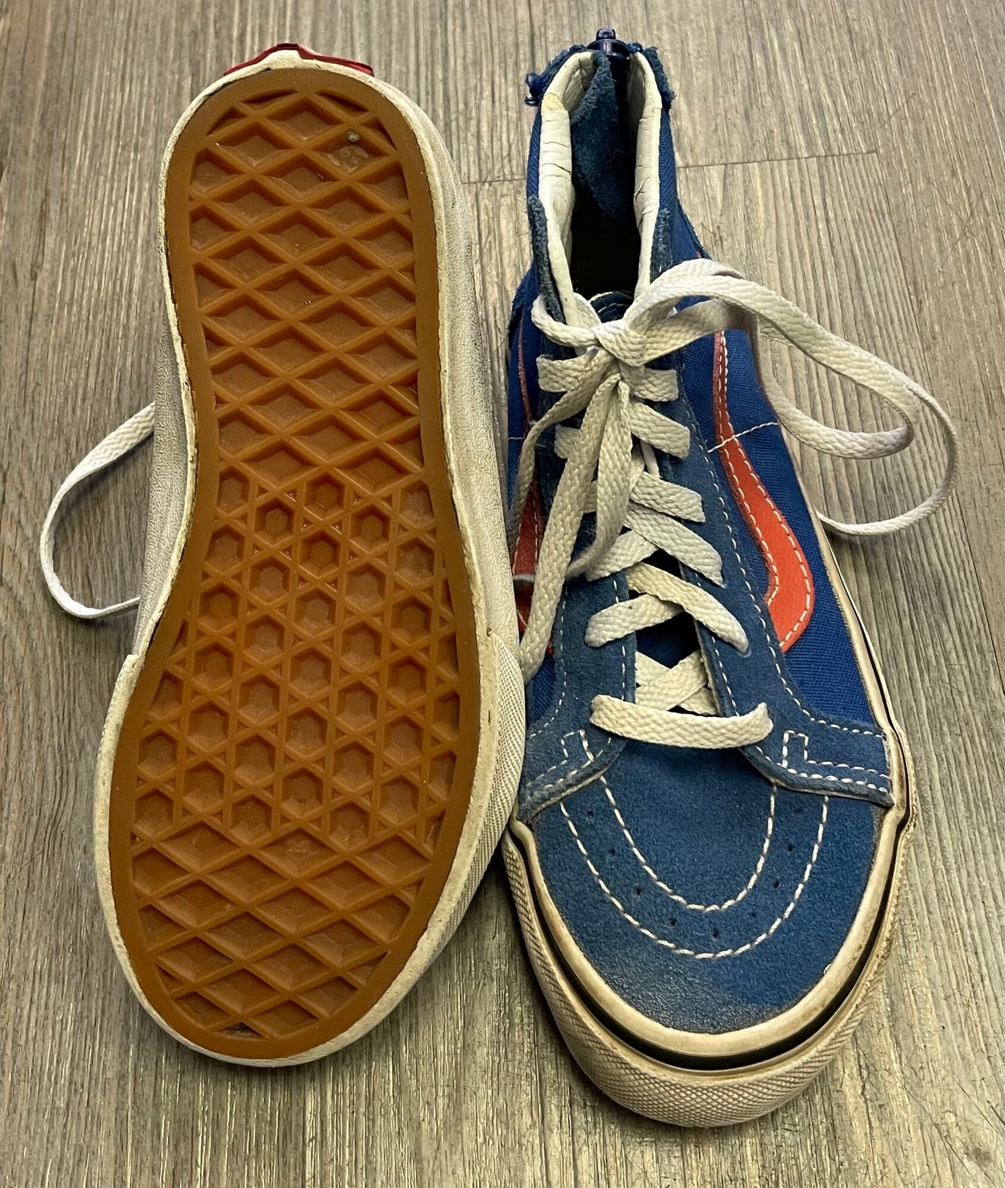 Blue Vans Suede Hightop Shoes, 11Y
