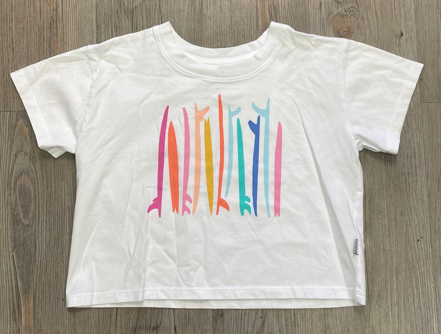 White F4A Rainbow Surf Cropped, 6-7Y
