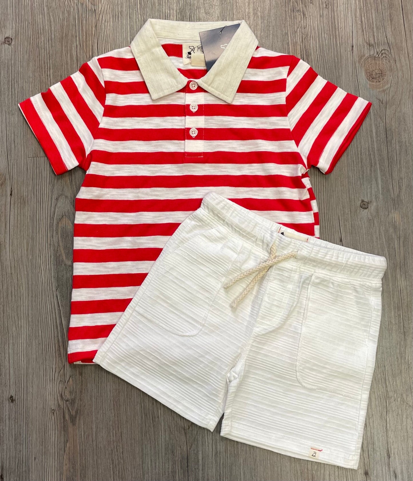 Red/Whit Me & Henry 2pcs Shorts/Sh, 5-6Y