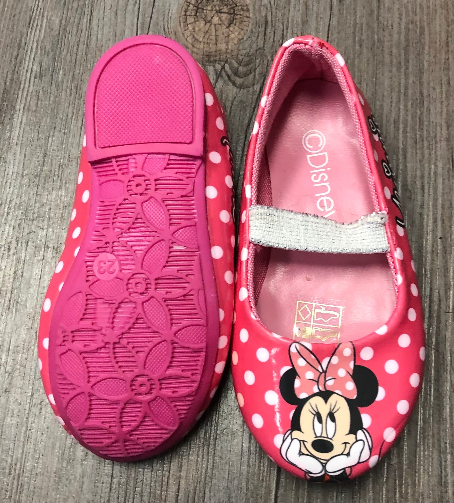 Pink Minnie Disney Flat Shoes, 6-6.5T