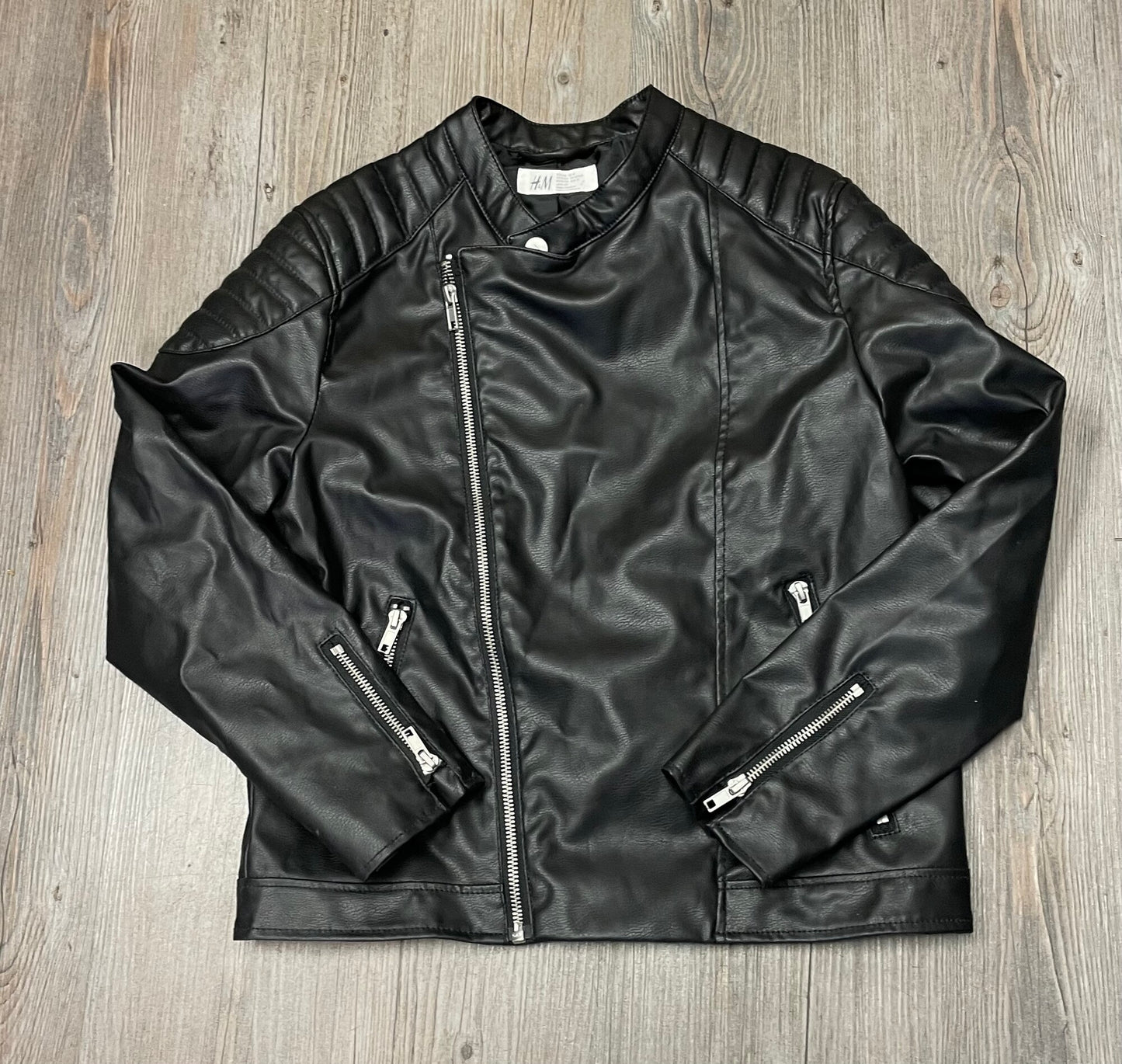 Black H&M Pleather Jacket, 10Y