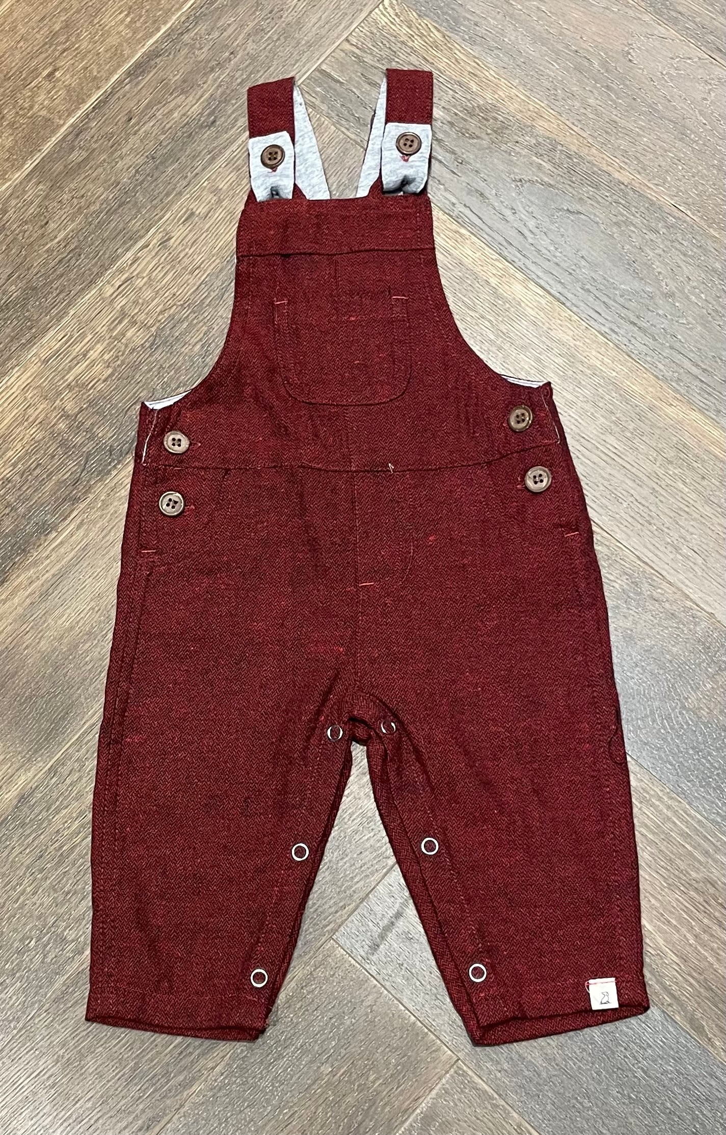 Burgundy Me & Henry Overalls, 3-6M