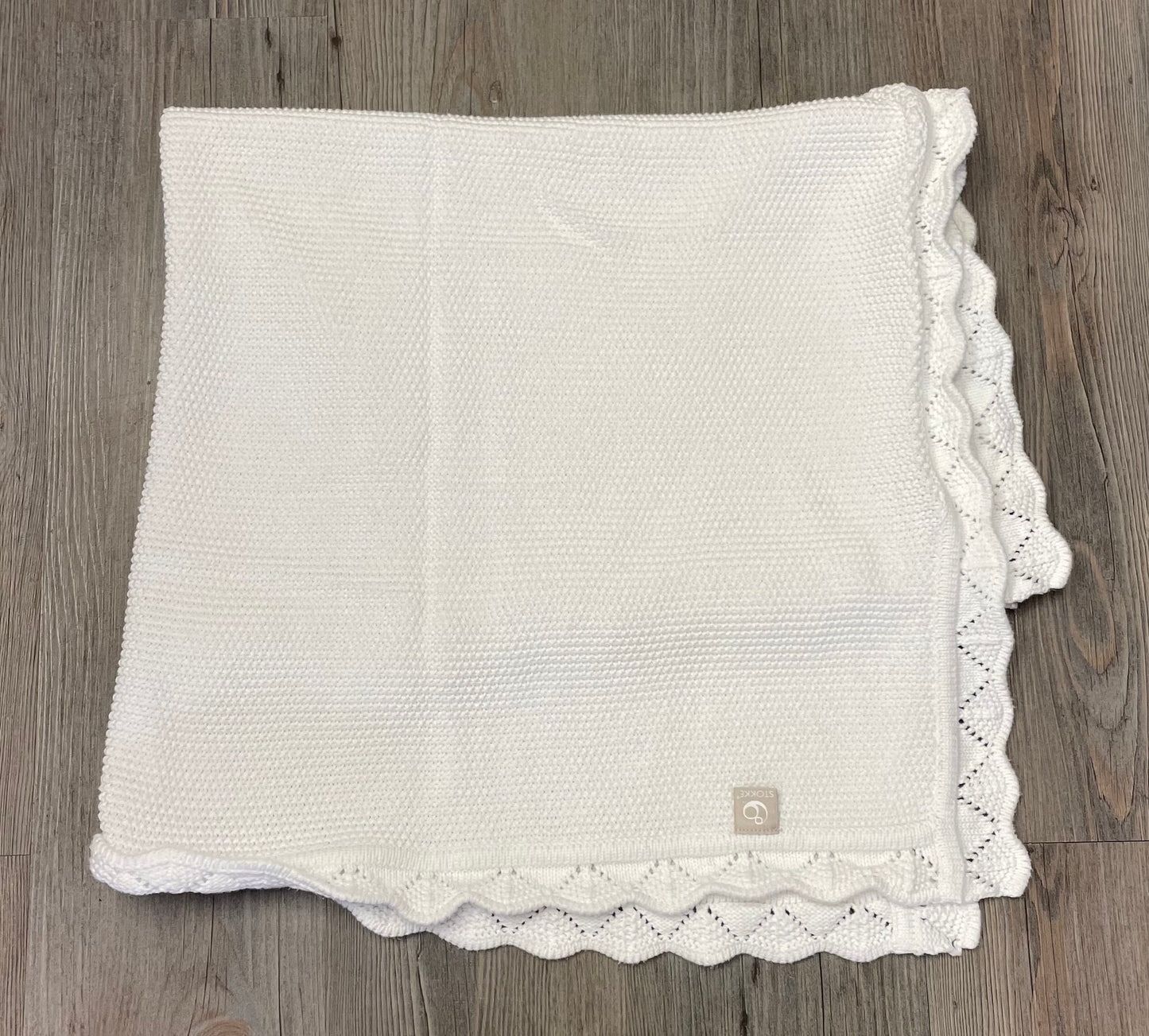 White Stokke Knit Blanket, Pre-owned
