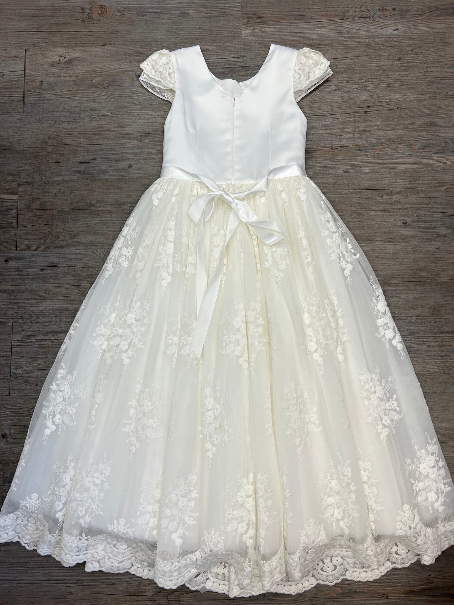 White Lace And Satin Dress, 8-10Y