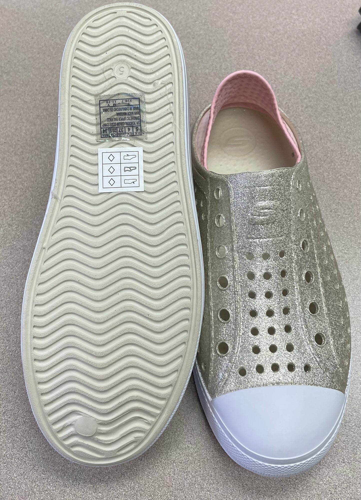 Gold Skechers Slip On Sneakers, 5Y