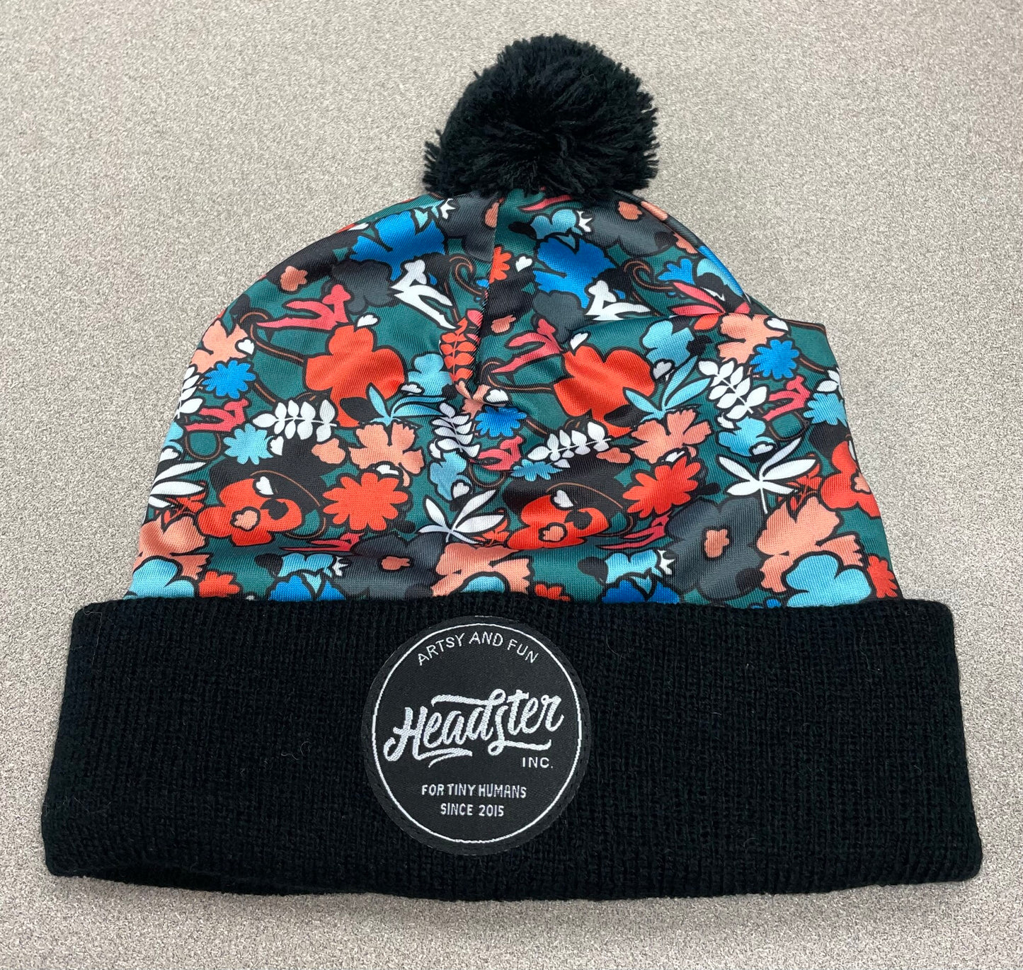 Floral Headster Knit Beanie Hat, 18-24M