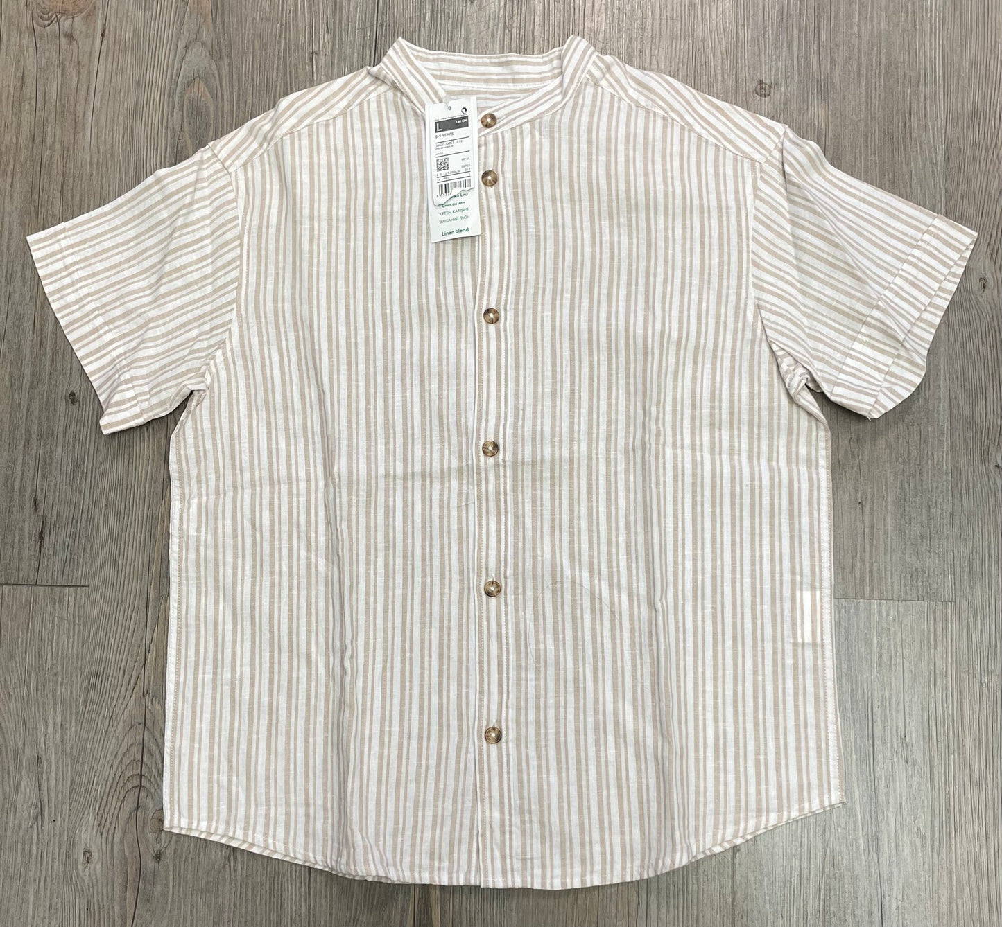 Beige UCB Shirt Linen Blend, 8-9Y