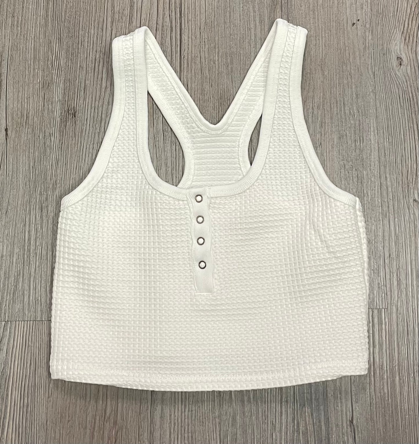 Cream Katie J Waffle Tank, 14Y