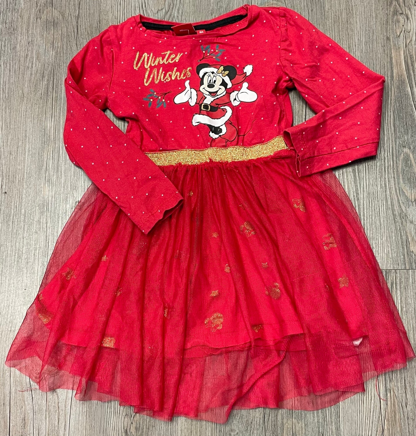 Red Disney LS Dress, 3-4Y