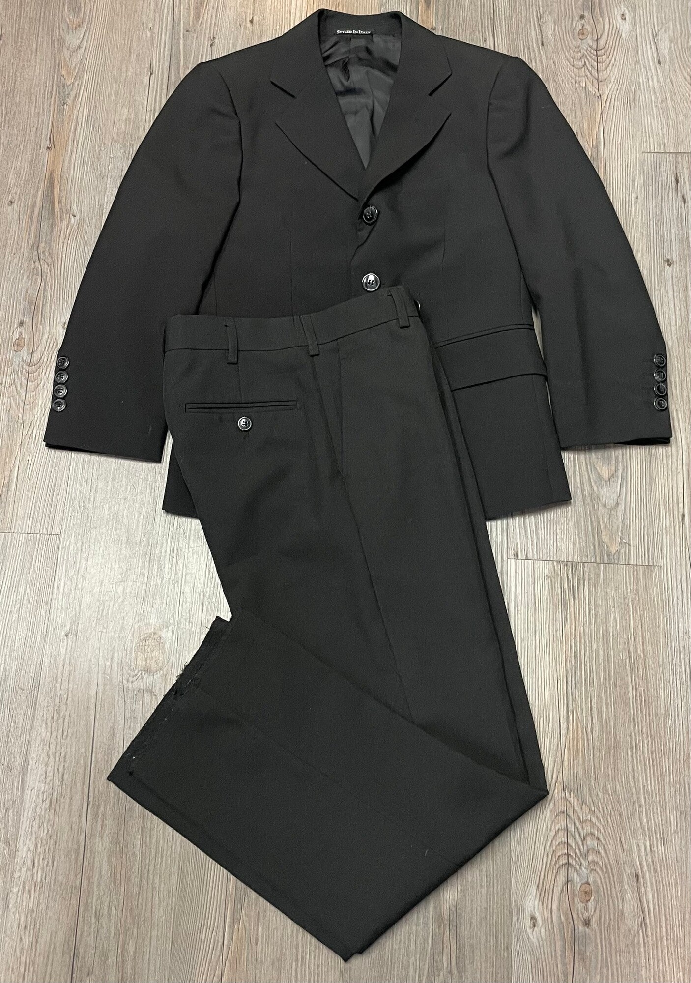 Black Italian 2 Pcs Suit, 7-8Y