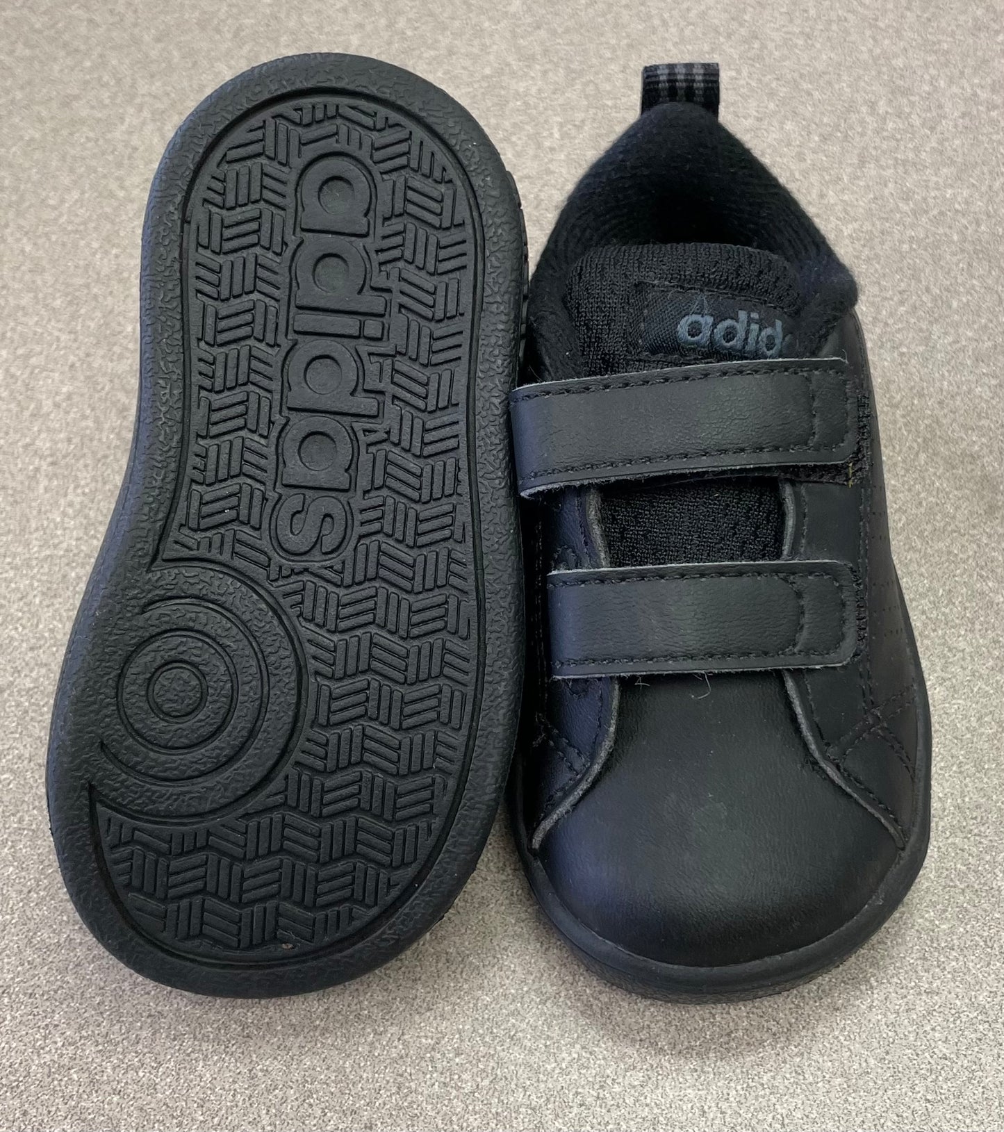Black Adidas Velcro Shoes, 4T