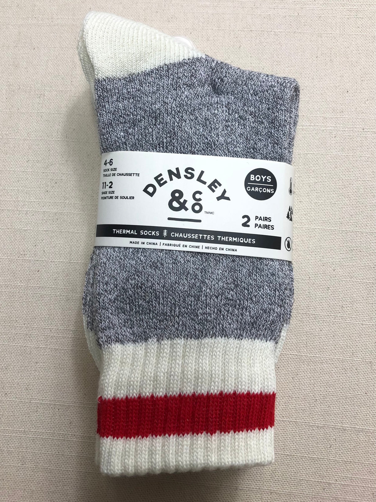Grey 2Pack Thermal Boot Socks, 11-2Shoe