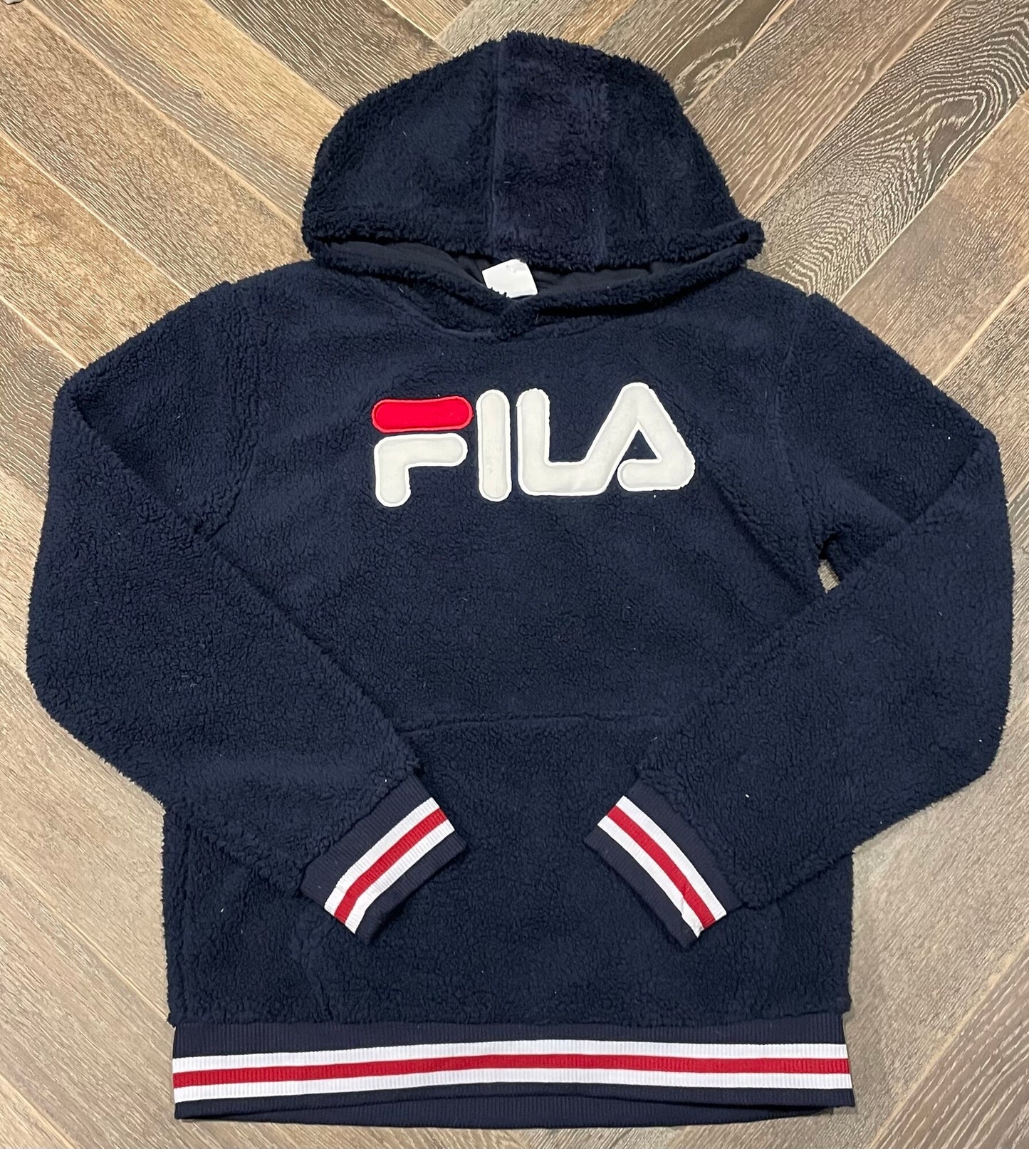 Navy Fila Fleece Pullover Hood, 10-12Y