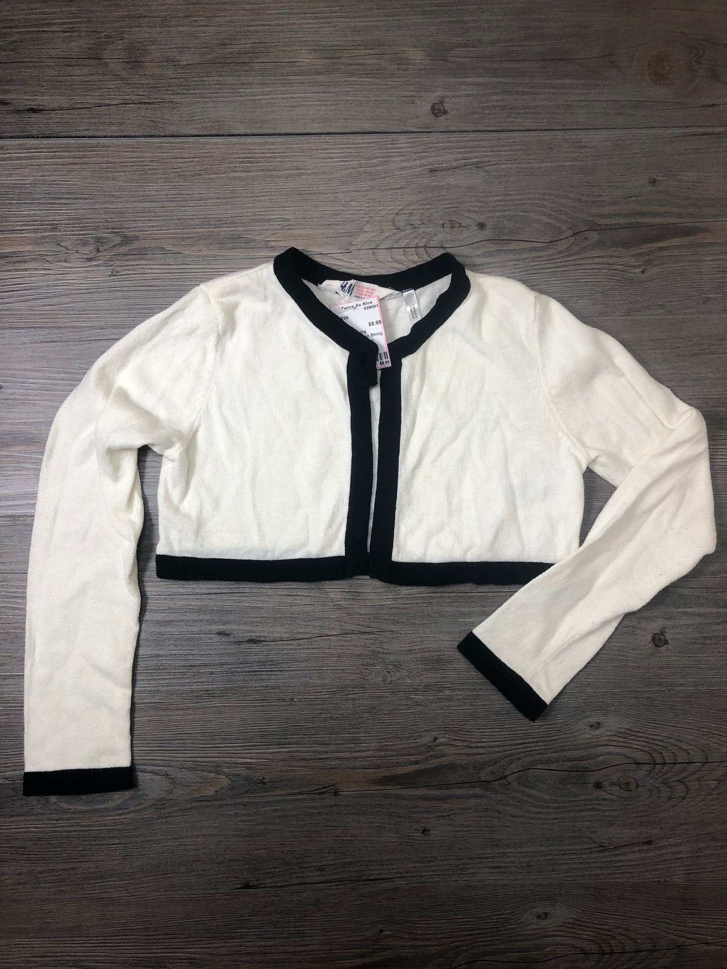 White H&M Cardigan Shrug, 6-8Y