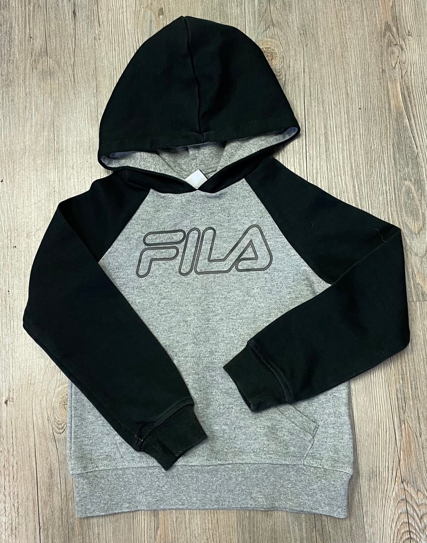 Grey/blk Fila Pullover Hoodie, 6Y