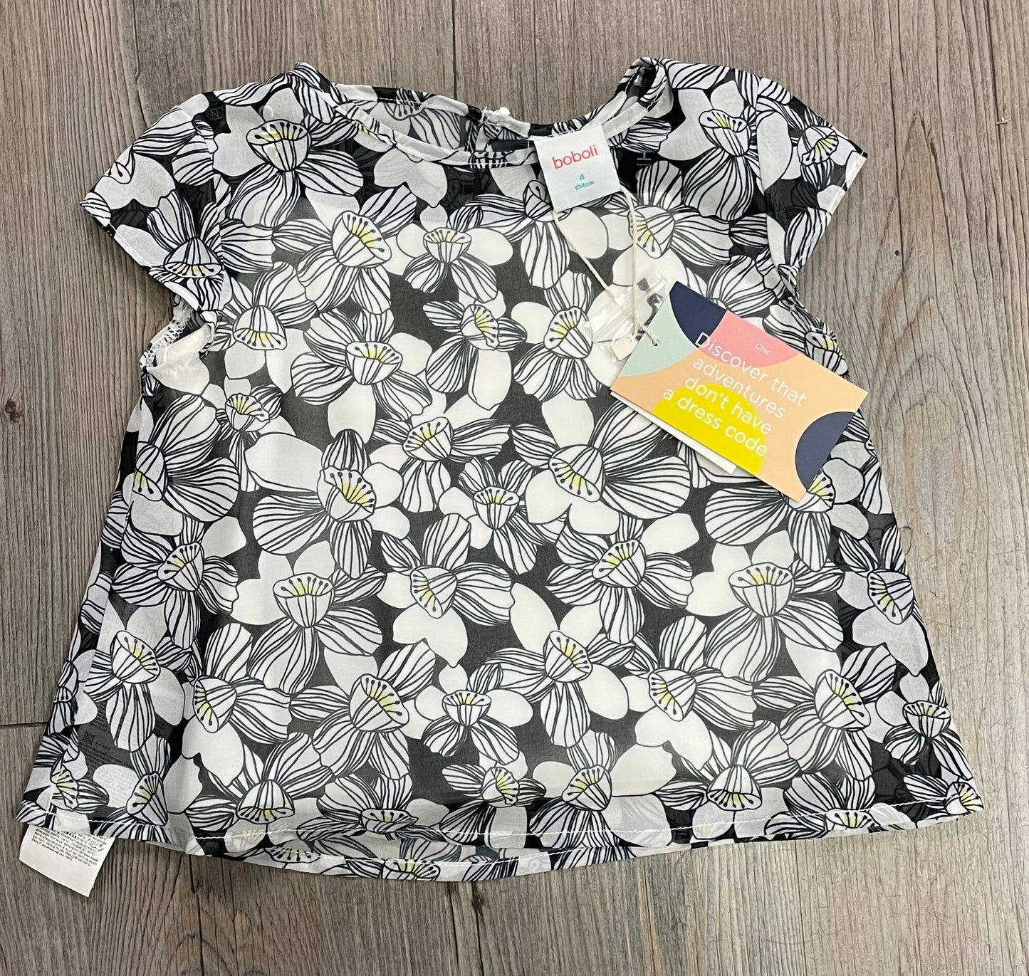 Floral Boboli Lined Shirt, 4Y