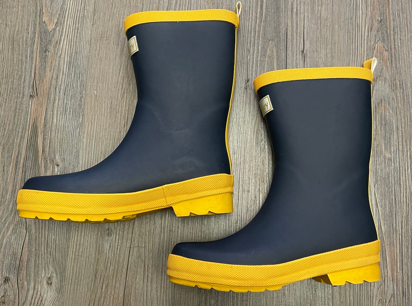 Navy Hatley Rain Boots, 2Y