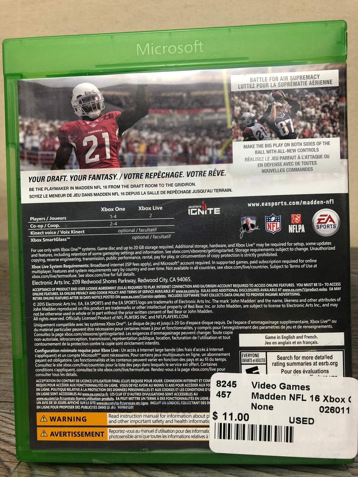 None Madden NFL 16 Xbox One, USED