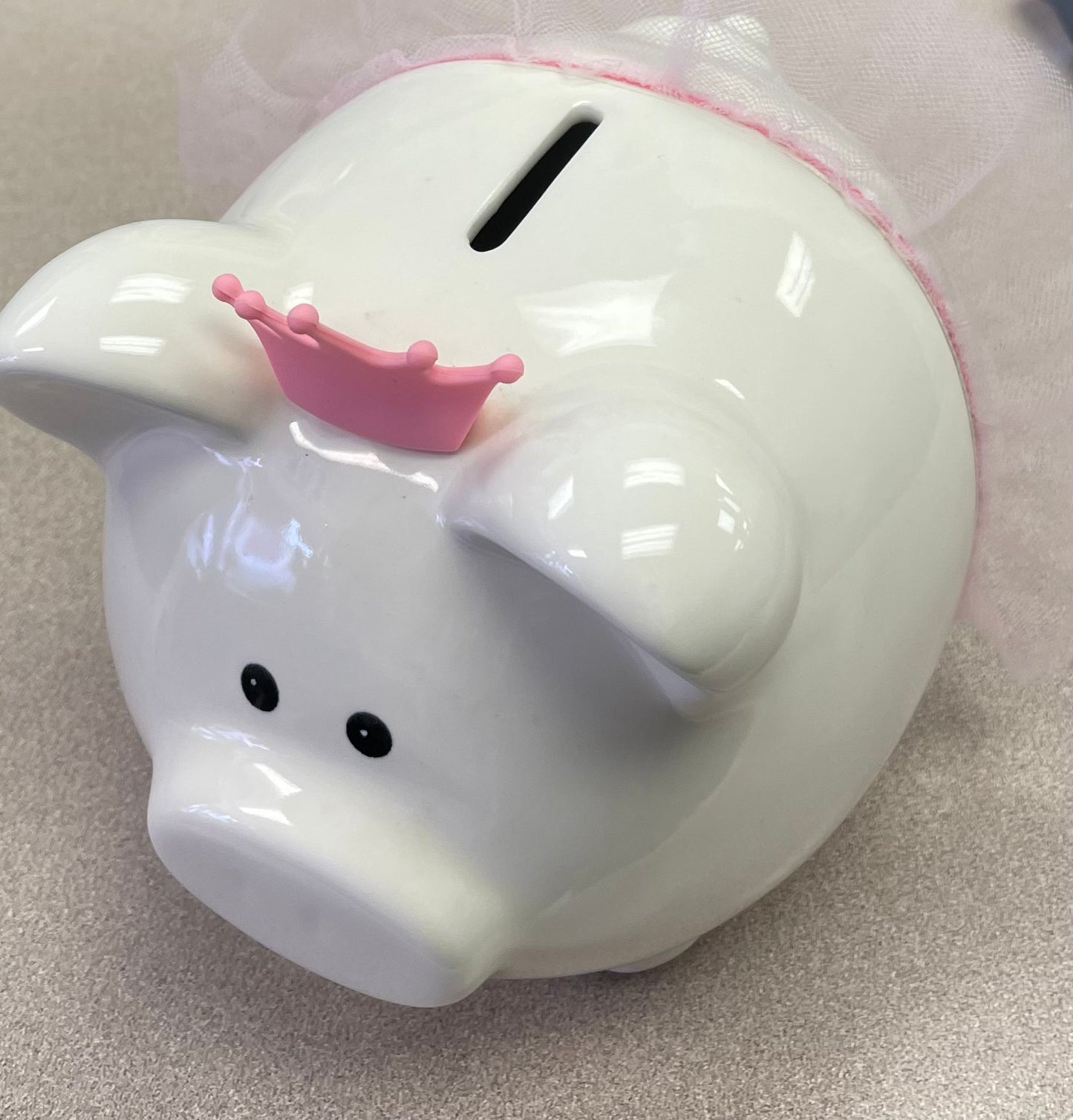 White Target Ceramic Piggy Bank, Pre-owned