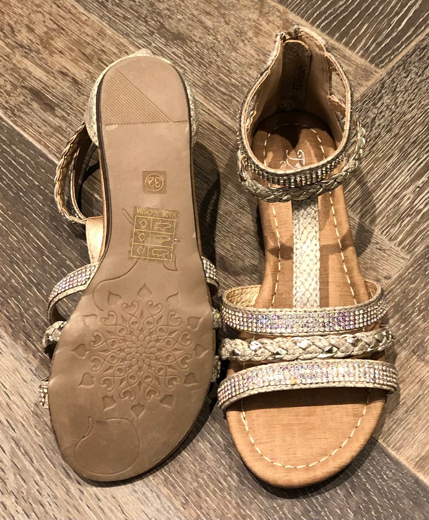 Gold Taxi Girl Sandals, 13Y