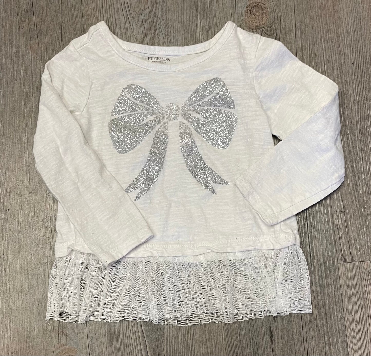 White Toughskins LS Tee, 3Y