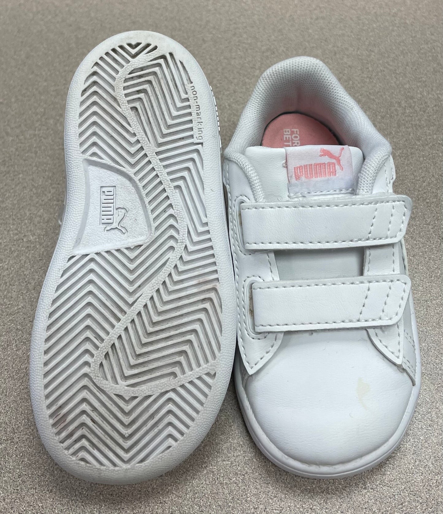 White Puma Velcro Shoes, 7T