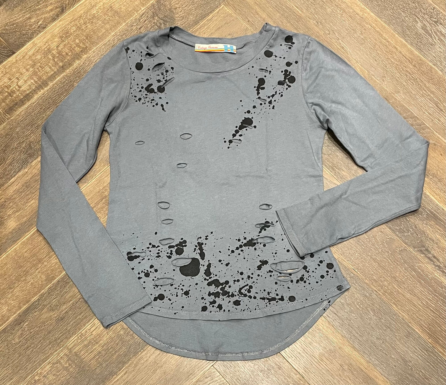 Grey Vintage Havana LS Tee, 10-12Y