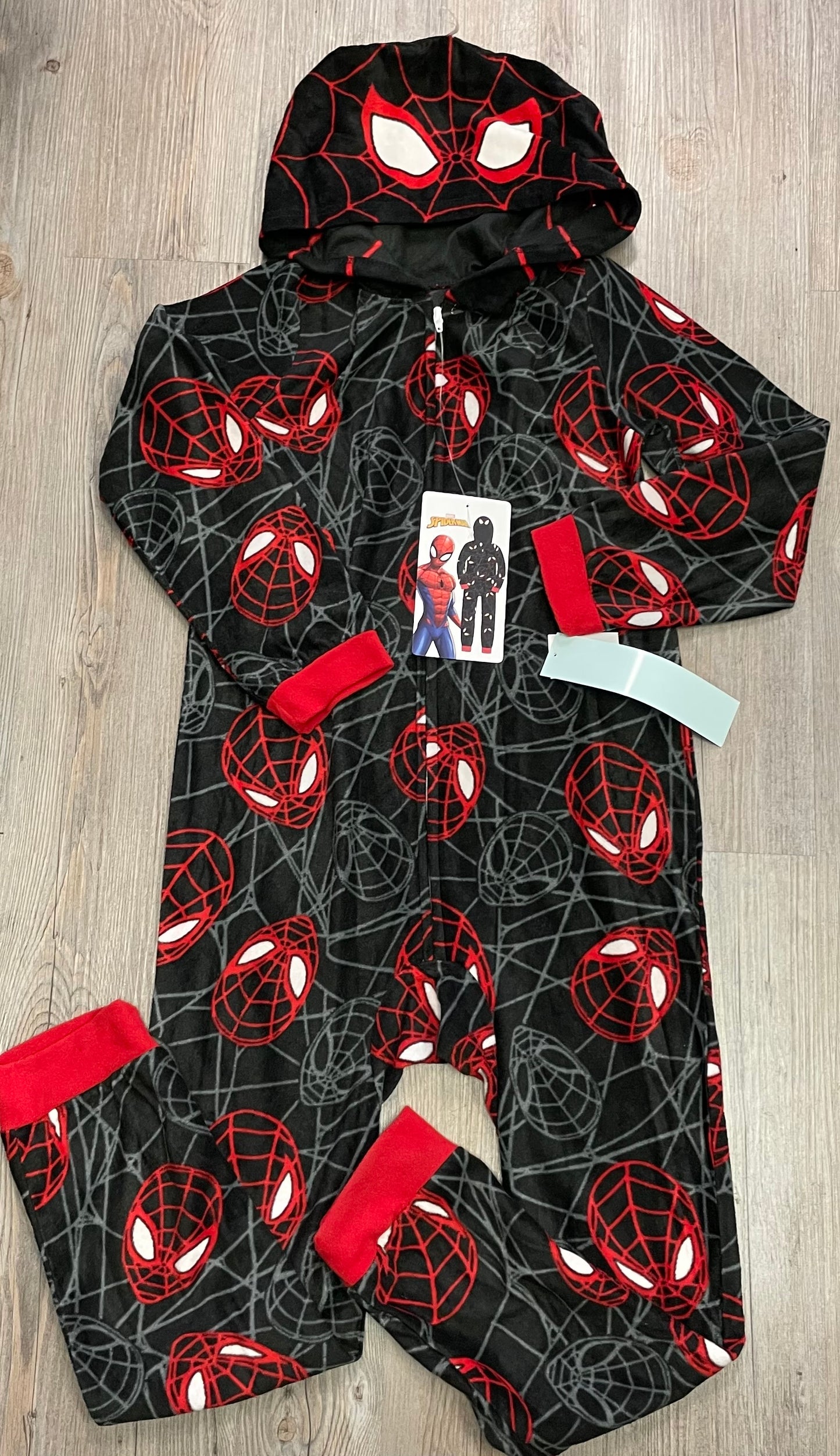 Blk/red Spiderman Fleece Pj Onesi, 8-10Y