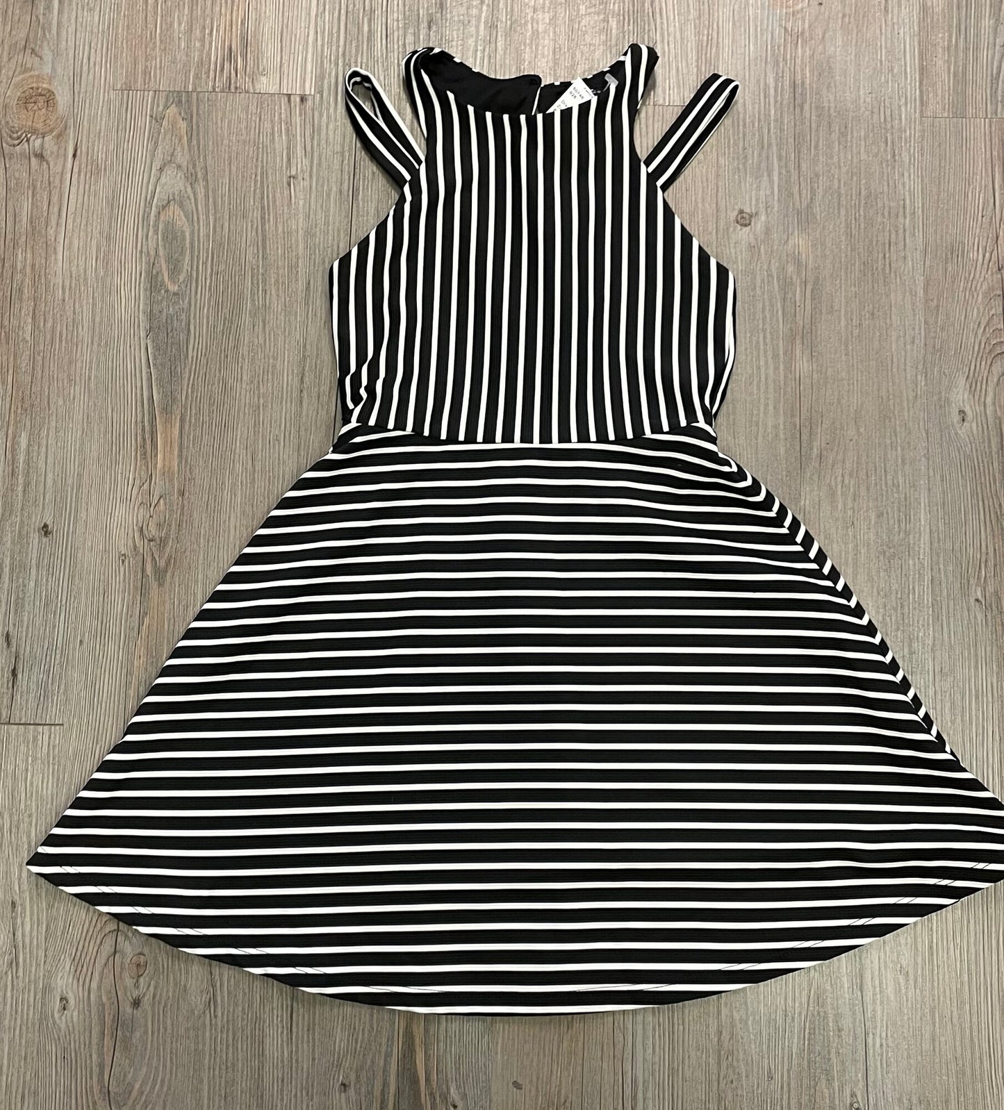 Black/wh Zunie Dress, 8Y