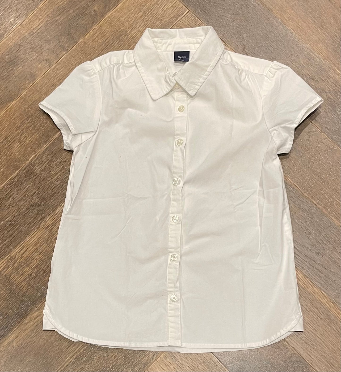White Gap Uniform Shirt Sl, 6-7Y