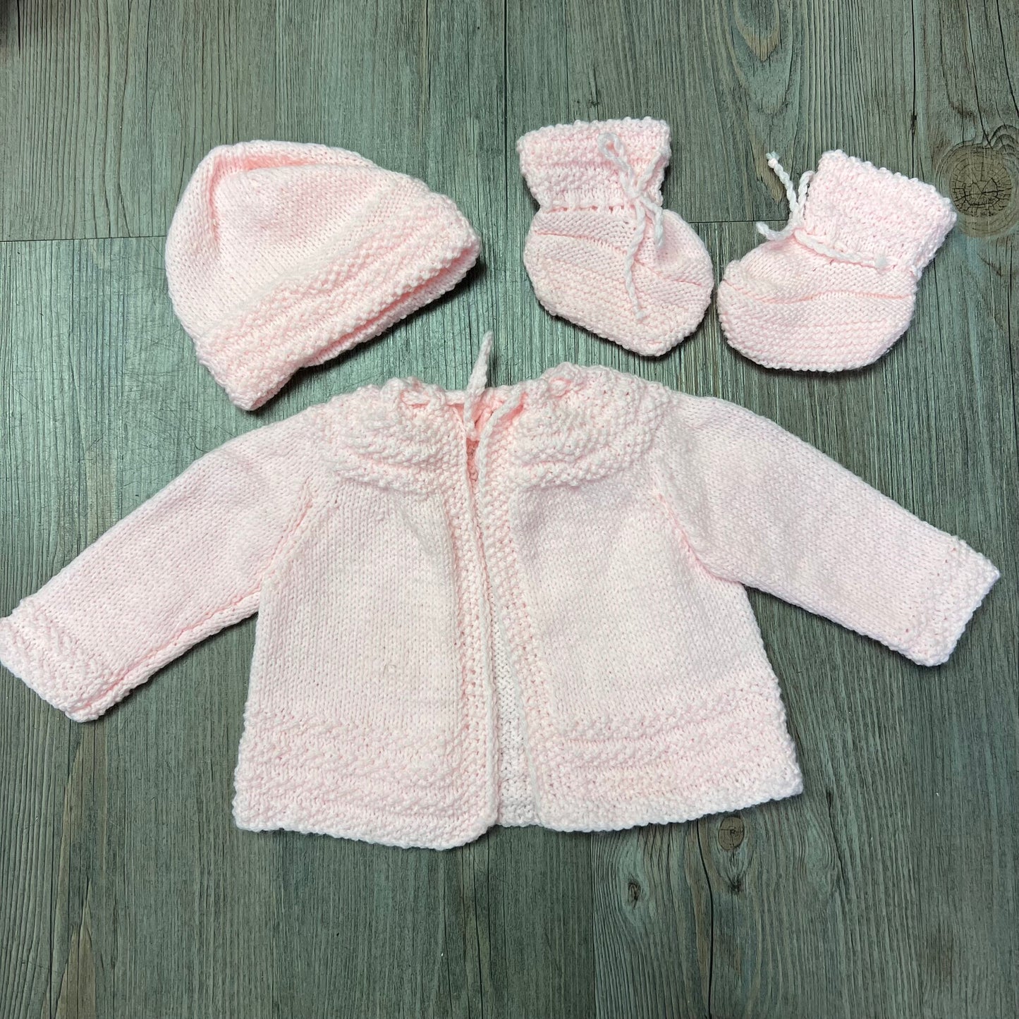 Pink Knit Baby Clothing Set, Newborn