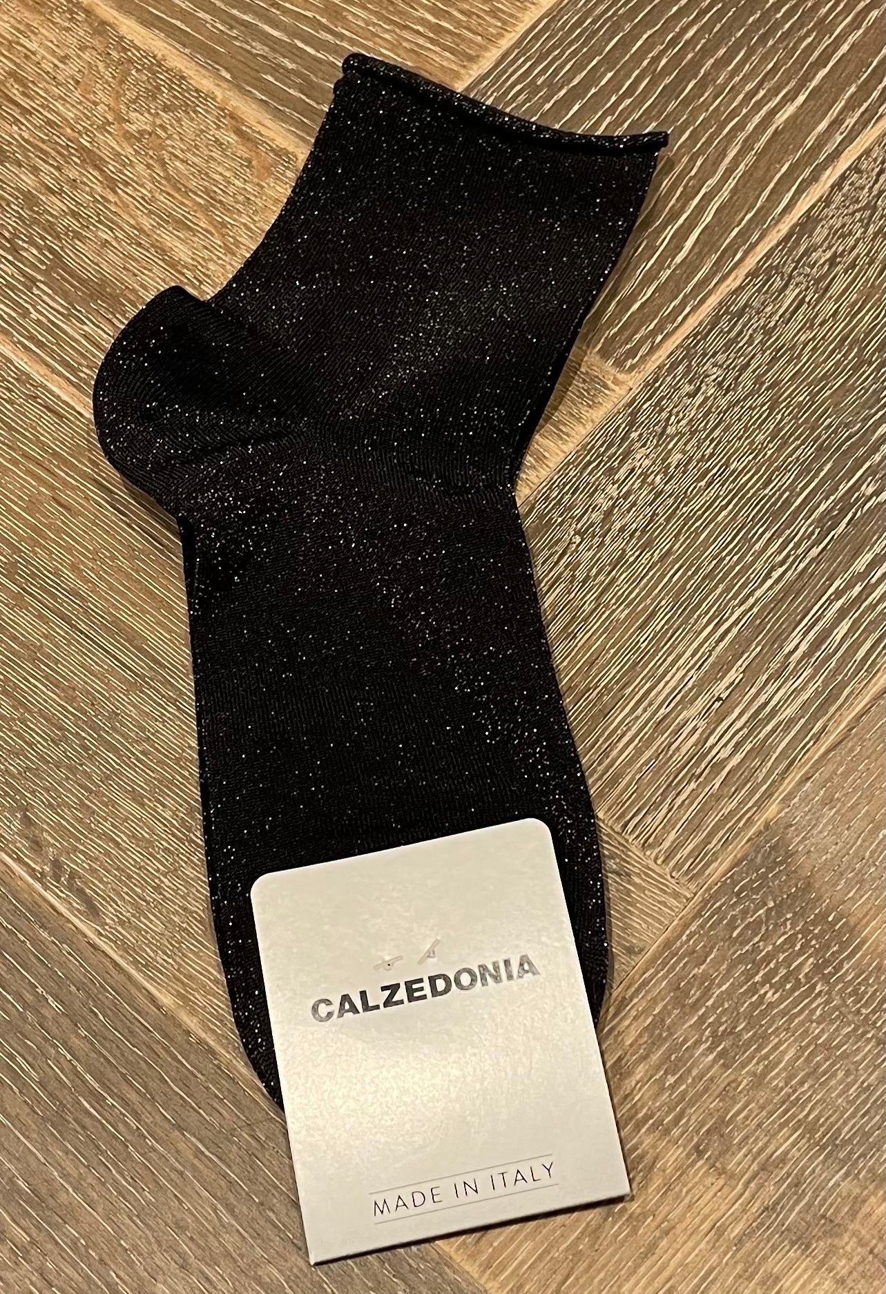 Black Glitter Socks, One Size