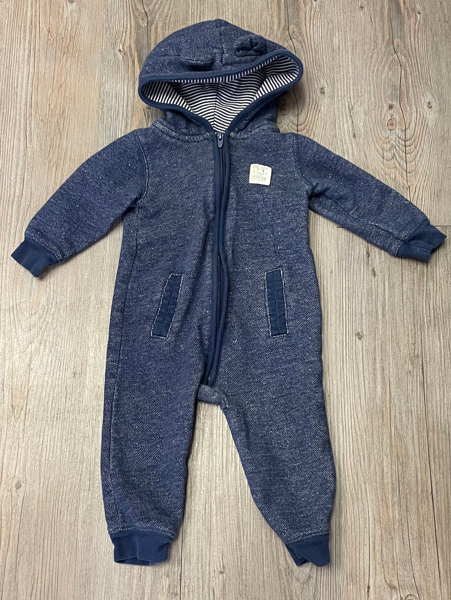 Navy Carters Hooded Onesie, 9M