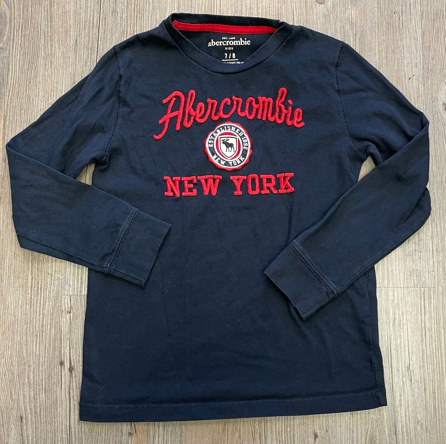 Navy Abercrombie LS Tee, 7-8Y