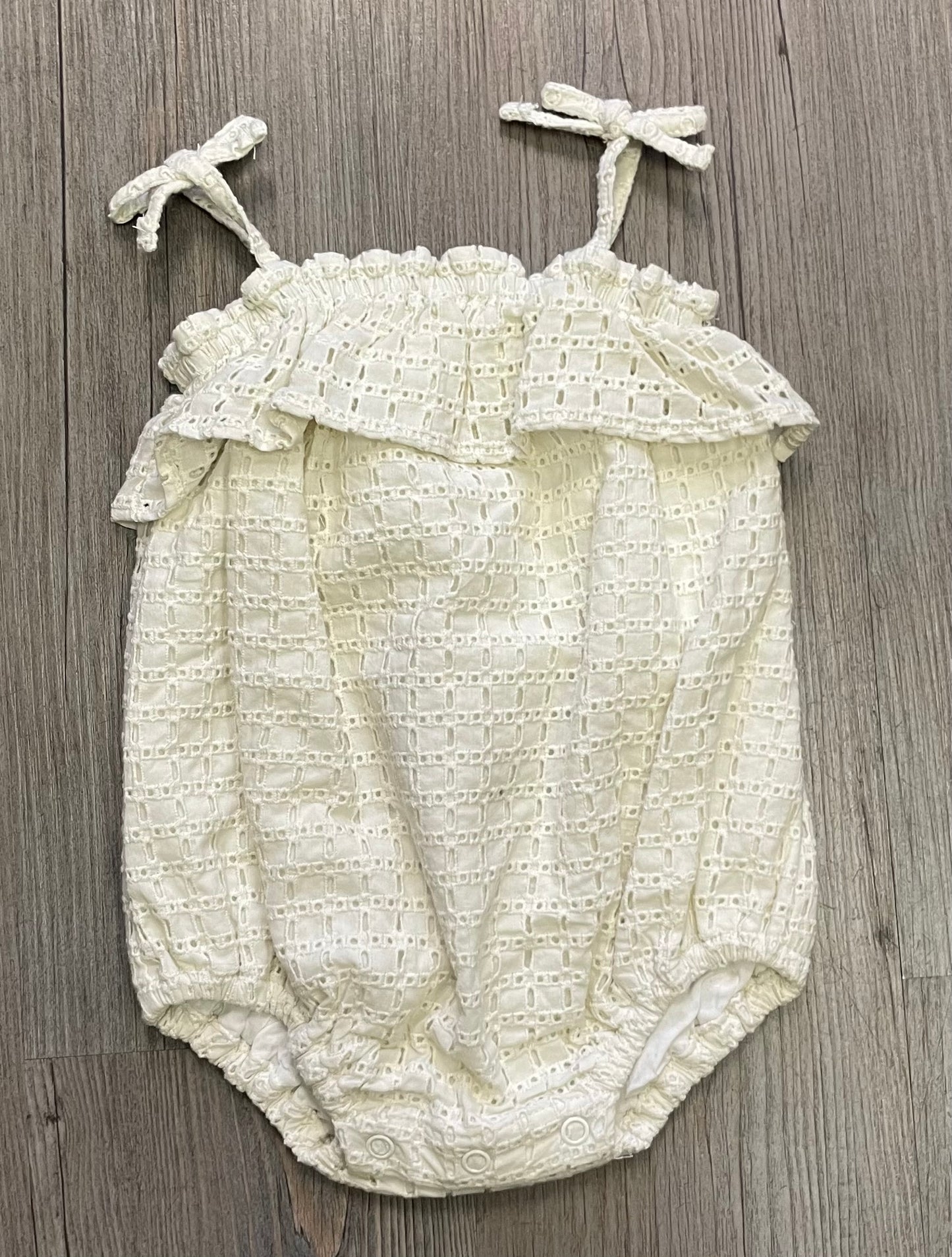 Ivory Rylee + Cru Ruffle Romper, 6-12M