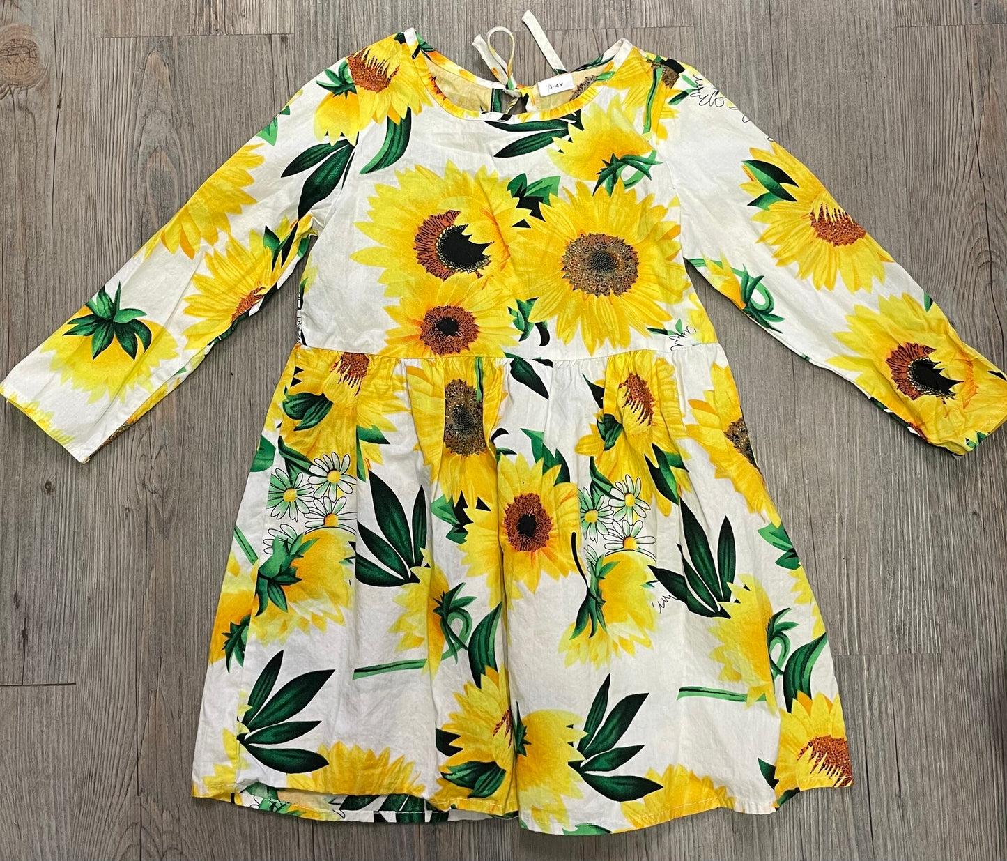 Floral Sunflower LS Dress, 3-4Y