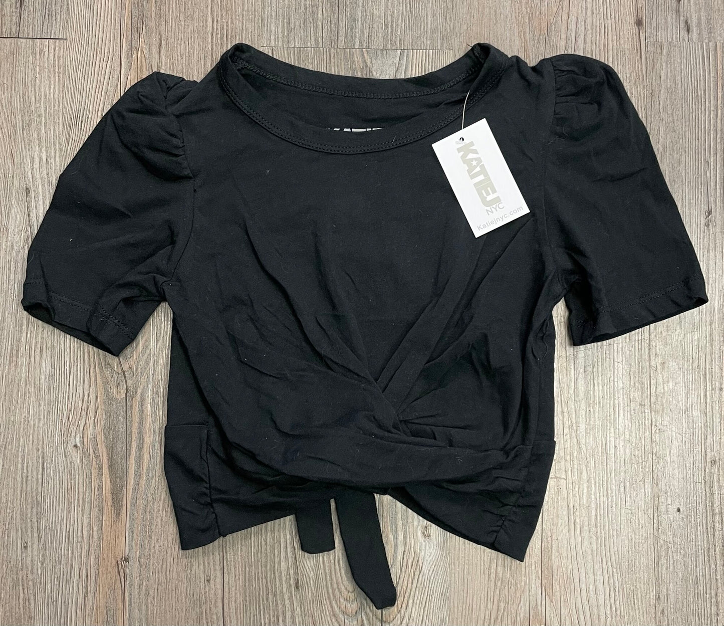 Black KatieJ NYC Cropped Tee, 10Y
