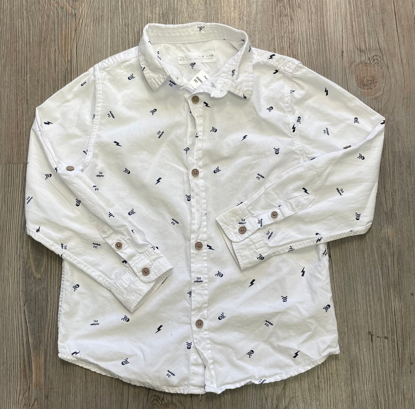 White Zara Shirt LS, 6Y