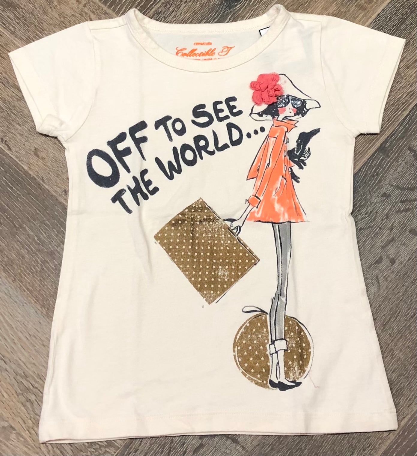 Biege Crewcuts Tee, 4-5Y
