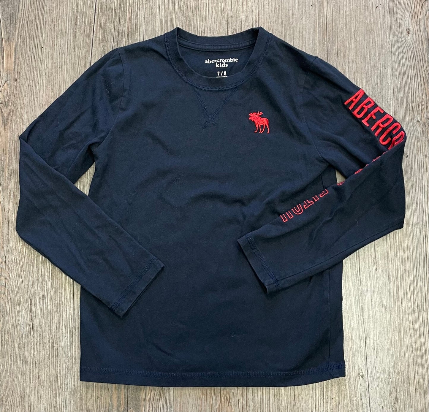 Navy Abercrombie LS Tee, 7-8Y