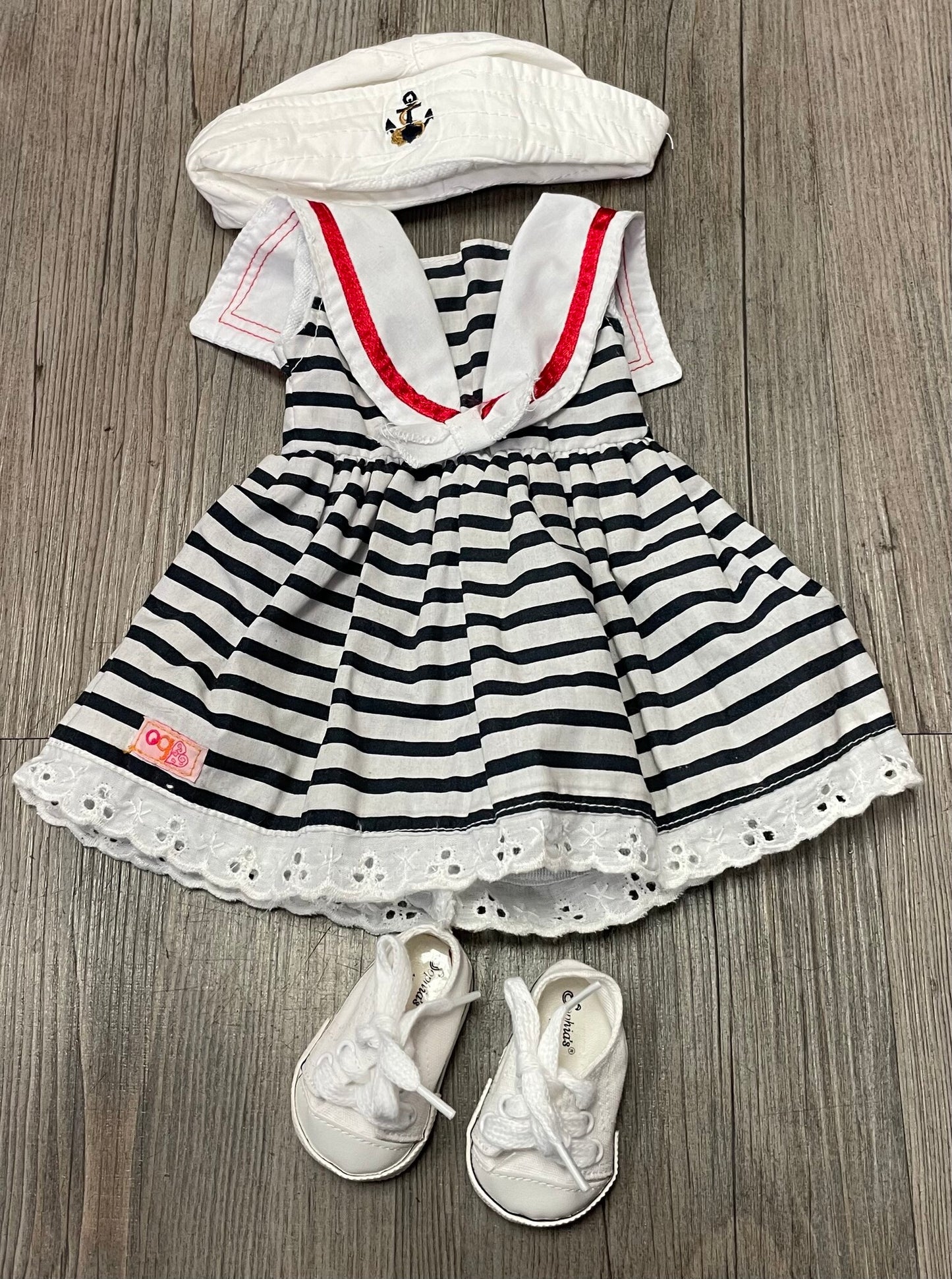 Blue/whi OG Sailor Captain Dress, 18 Inch