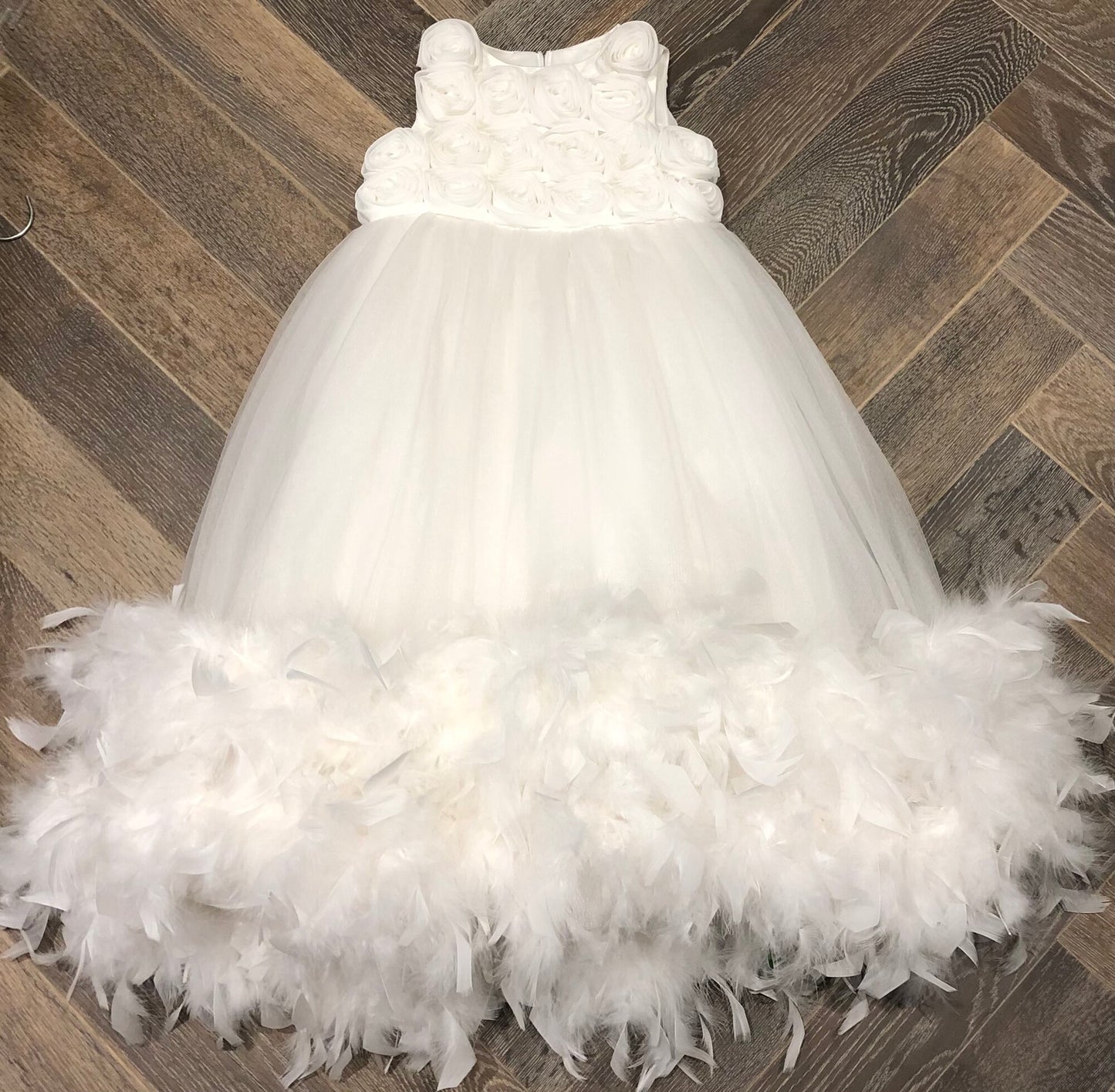 White Party Dress -Feathers/Ros, 2-4Y
