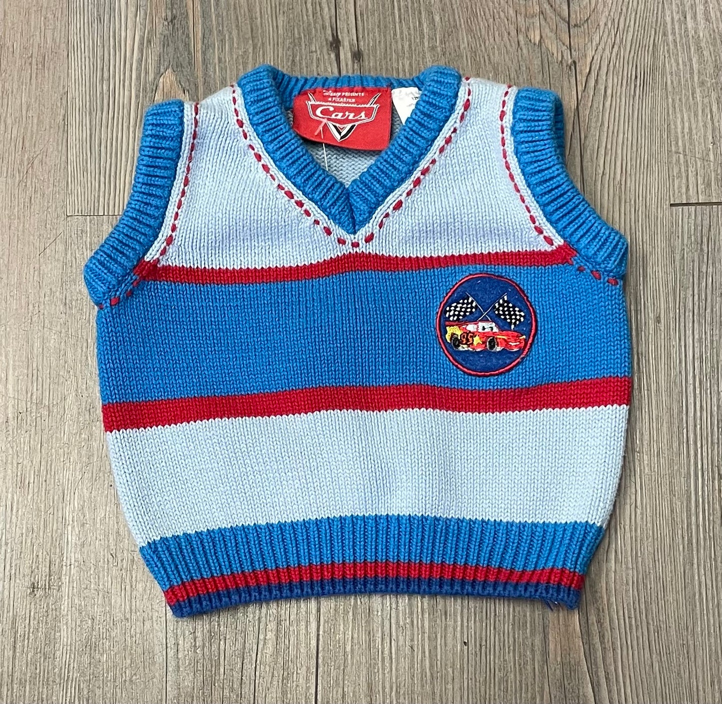 Blue Cars Knit Vest, 12M