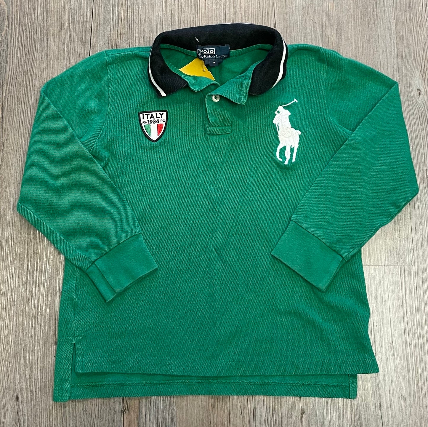 Green Polo LS Tee, 7Y